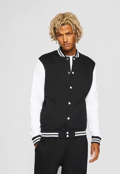 Бомбер Urban Classics 2-Tone College Sweatjacket, черный/белый