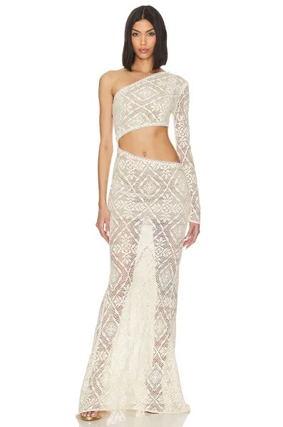 Платье Bronx and Banco Ameena Cut Out One Shoulder Gown, кремовый