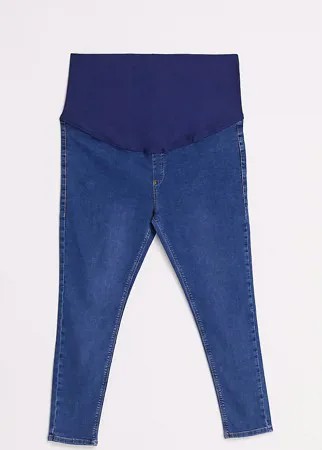 Сине-голубые зауженные джинсы с накладкой поверх животика Topshop Maternity Joni-Голубой