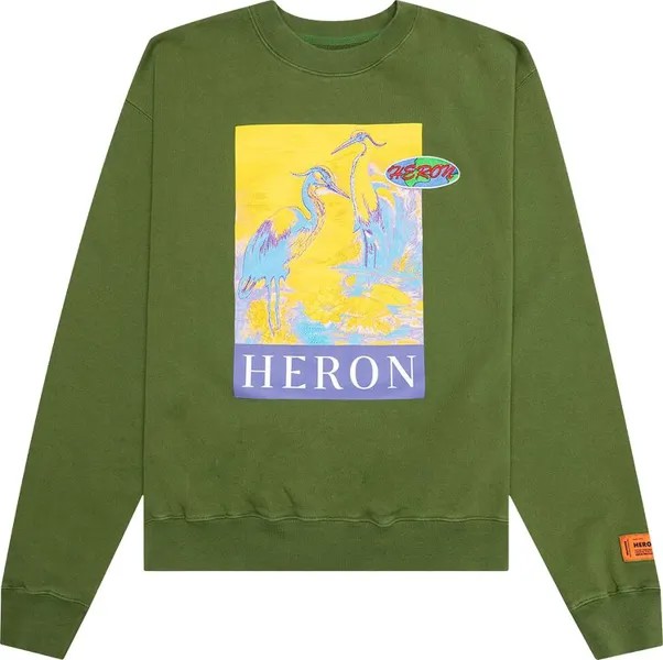 Толстовка Heron Preston OS Heron Crewneck 'Green/Yellow', зеленый