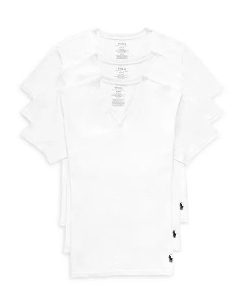 Классические майки с V-образным вырезом, упаковка из 3 шт. Polo Ralph Lauren, цвет White