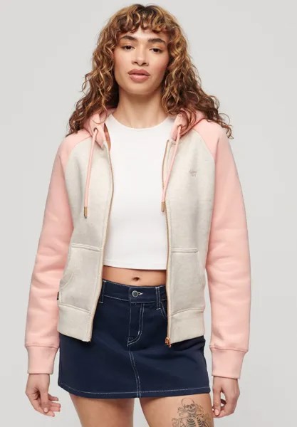 Толстовка на молнии ESSENTIAL BASEBALL HOODIE VINTAGE  Superdry, розовый