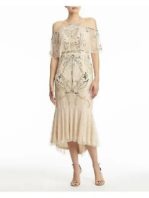 AIDAN MATTOX Женское вечернее макси-платье цвета слоновой кости с блестками и блестками на бретельках 0