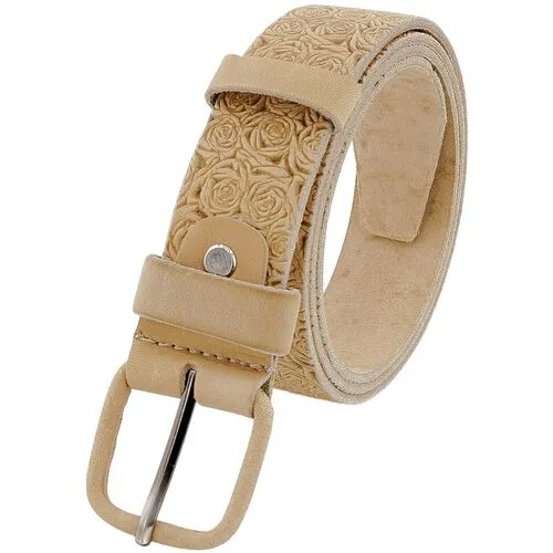 Ремень New Style, натуральная кожа, металл, для женщин, длина 105 см., бежевый