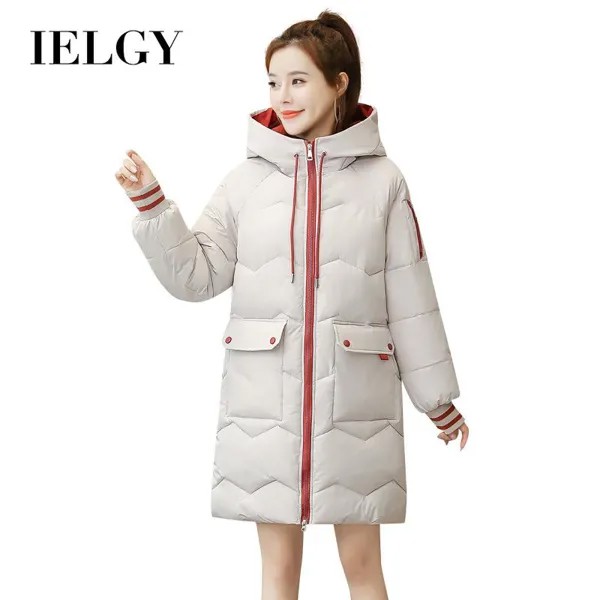 IELGY Хлопчатобумажная куртка средней длины Корейский стиль Свободный зимний стеганый жакет Хлеб куртка Пуховик