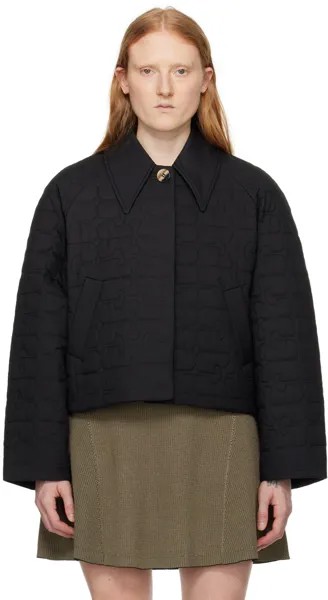 Черная стеганая куртка Ganni, цвет Black