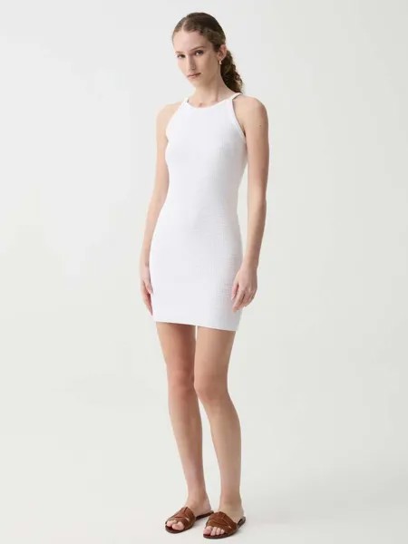 Короткое платье крючком с воротником-хомутом Ovs, цвет optical white