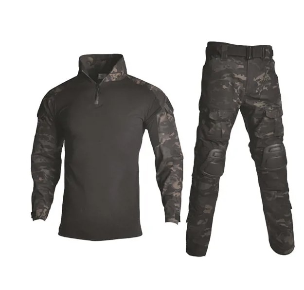 Мужская тактическая камуфляжная форма, рубашка в стиле милитари США и брюки-карго с наколенниками, 2020