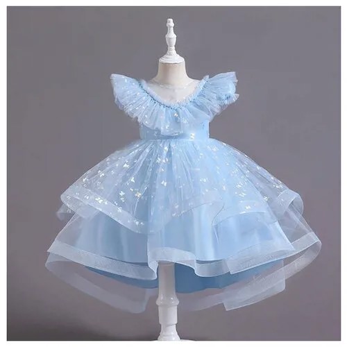 Платье-ампир MIX, вискоза, нарядное, однотонное, размер 110, голубой