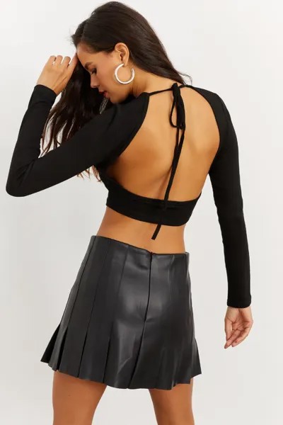 Женская черная короткая блузка с открытой спиной B1878 Cool & Sexy, черный