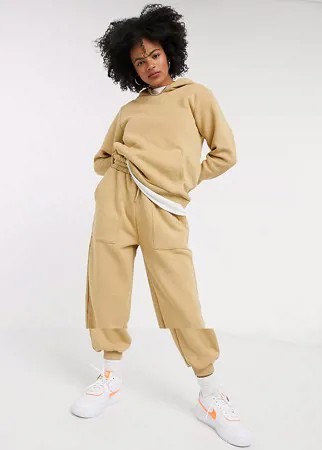 Бежевый спортивный костюм с худи и джоггерами с карманами ASOS DESIGN-Коричневый цвет