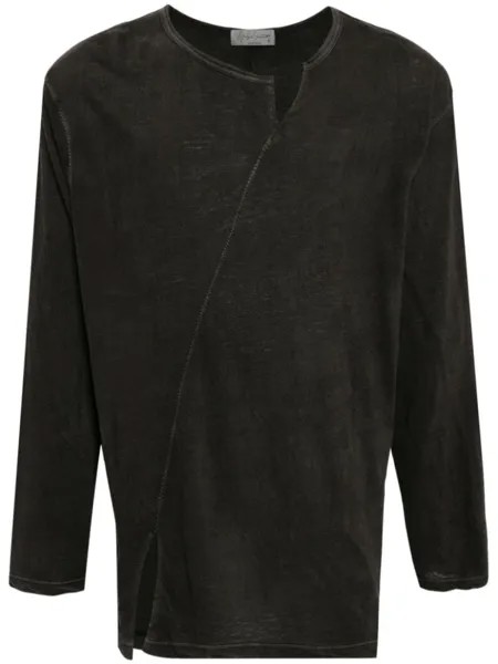 Yohji Yamamoto футболка с V-образным вырезом, нейтральный цвет