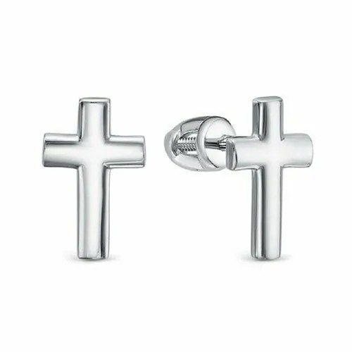Серьги пусеты Del'ta, серебро, 925 проба, родирование, золотой