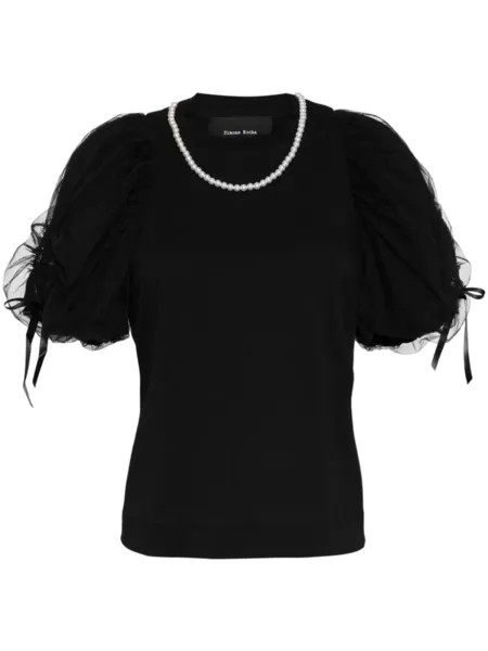 Simone Rocha футболка с искусственным жемчугом, черный