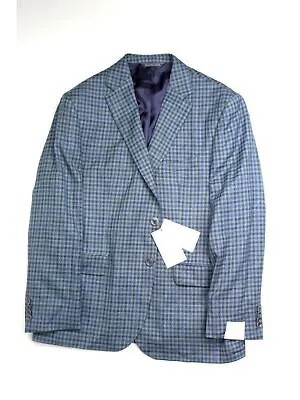 JACK VICTOR Мужской темно-синий однобортный пиджак в клетку классического кроя, спортивное пальто 44R