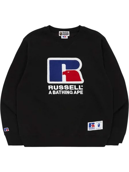 A BATHING APE® толстовка с круглым вырезом из коллаборации с Russell