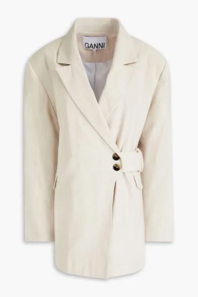 Креповый пиджак с поясом GANNI, серый