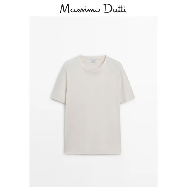 Футболка мужская Massimo Dutti с короткими рукавами, кремовый