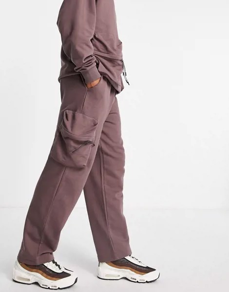 Oversized-джоггеры выбеленного коричневого цвета с карманами на молнии ASOS DESIGN-Коричневый цвет
