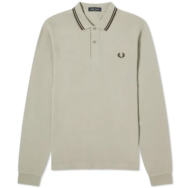 Поло Fred Perry Long Sleeve Twin Tipped, цвет Warm Grey & Brick