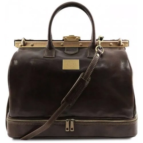 Дорожная кожаная сумка саквояж Tuscany Leather Barcellona TL141185 Темно-коричневый