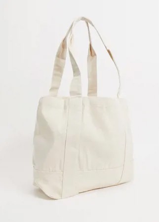 Плотная сумка-тоут цвета экрю в стиле oversized из органического хлопка ASOS DESIGN-Бежевый