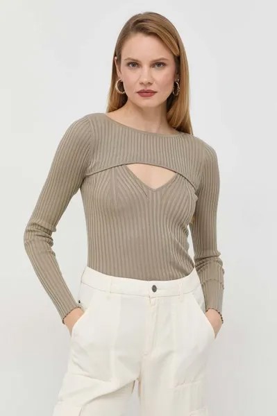 Лонгслив с оттенком шелка Guess, зеленый