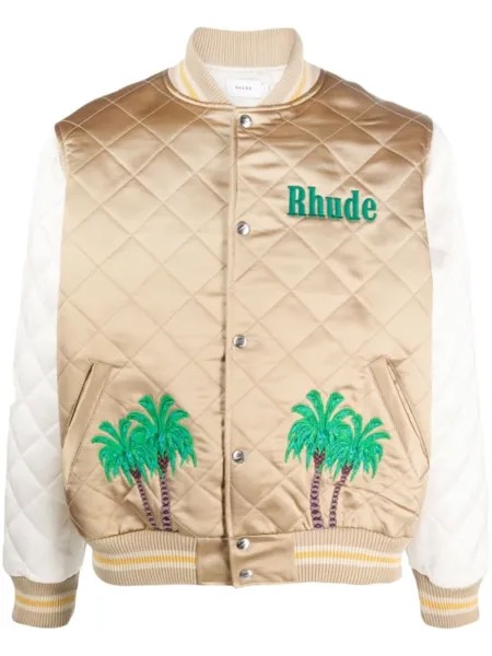 RHUDE атласный бомбер, коричневый