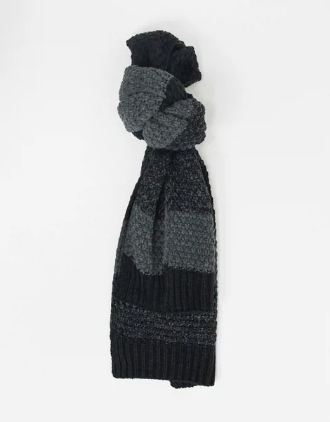 Черно-серый шарф в полоску Only & Sons-Черный