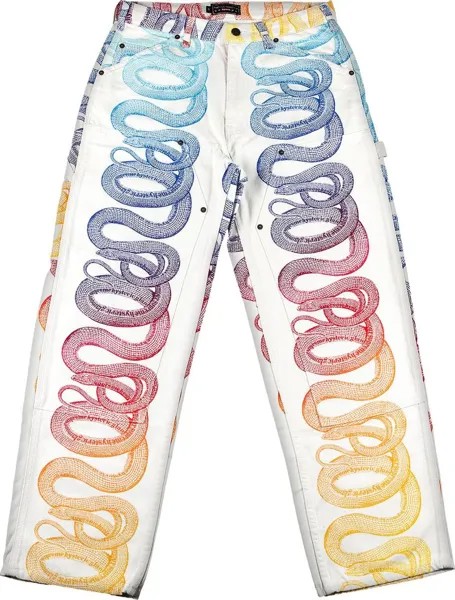 Брюки Supreme x Hysteric Glamour Snake Double Knee Painter Pant 'White', белый