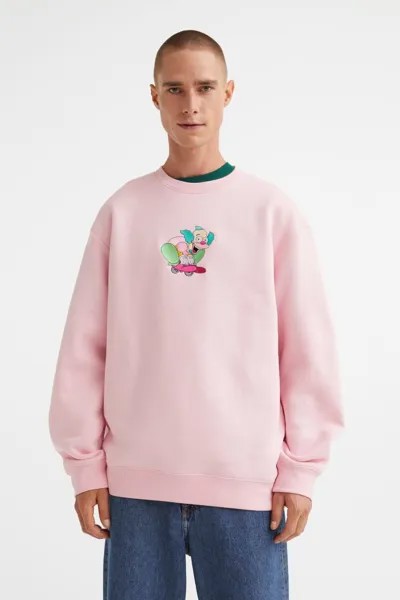 Толстовка свободного кроя H&M, светло-розовый/симпсоны