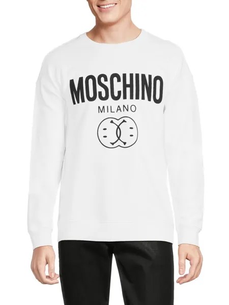 Толстовка с логотипом Smiley Crew Moschino, белый