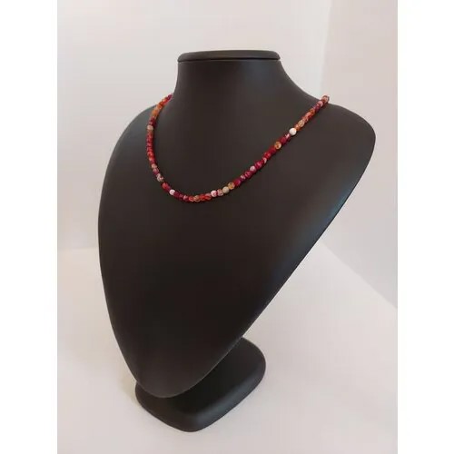 Чокер, агат, длина 38 см., красный