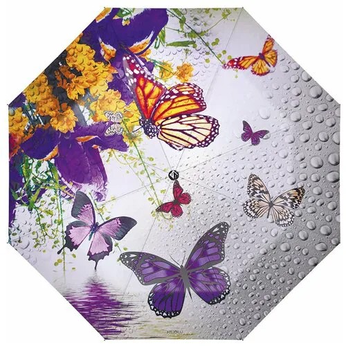 Зонт с нежным и романтичным рисунком в виде бабочек и цветов Flioraj 231208 FJ