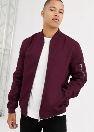 Бордовый бомбер с карманом в стиле MA1 от ASOS DESIGN-Красный
