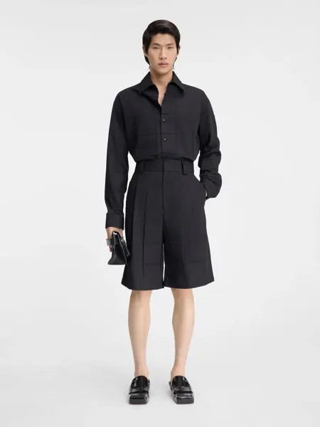 Шорты-бермуды со вставками навега плиссе Jacquemus, черный