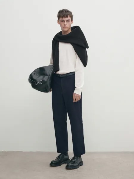 Футболка из 100% хлопка с длинными рукавами Massimo Dutti, бежевый