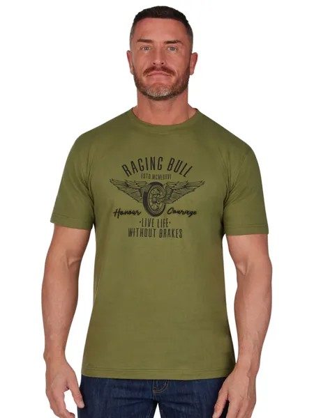 Байкерская футболка Жизнь без перерывов Raging Bull, зеленый