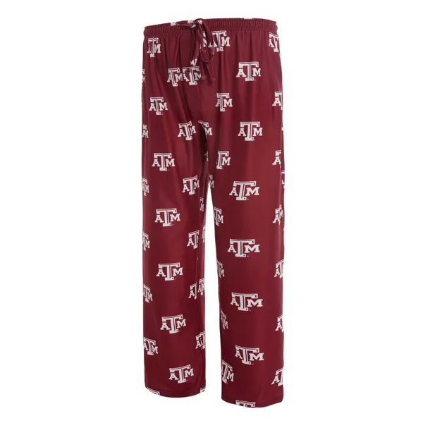 Мужские спортивные бордовые брюки Texas A&M Aggies Concepts с флагманским принтом по всей поверхности
