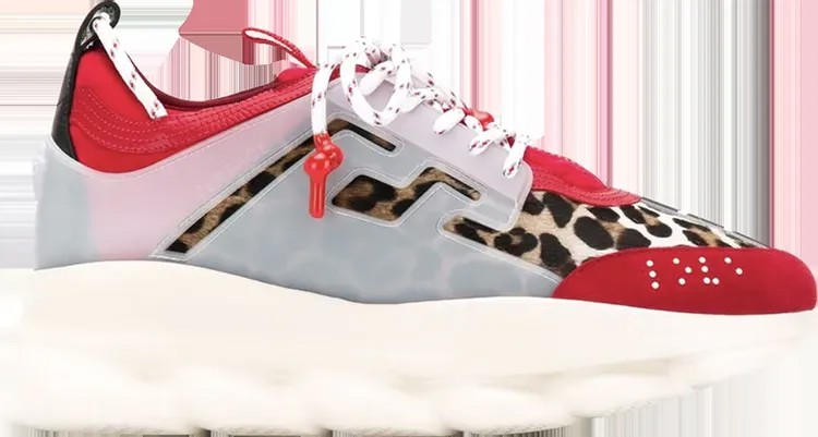 Кроссовки Versace Chain Reaction Red Leopard Print, красный