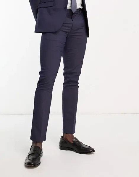 Темно-синие структурированные костюмные брюки узкого кроя New Look