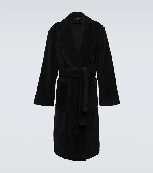 Хлопковый махровый халат Tom Ford, черный