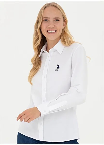 Белая женская рубашка с воротником узкого кроя WOX023K U.S. Polo Assn., белый