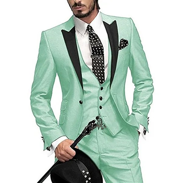 Мужской костюм Slim Fit One Button 3 шт. на заказ! Нежные мужские свадебные костюмы смокинг для жениха мужской (пиджак + брюки + жилет)