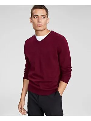 CLUBROOM LUXURY Мужской бордовый пуловер с V-образным вырезом классического кроя Свитер XXL