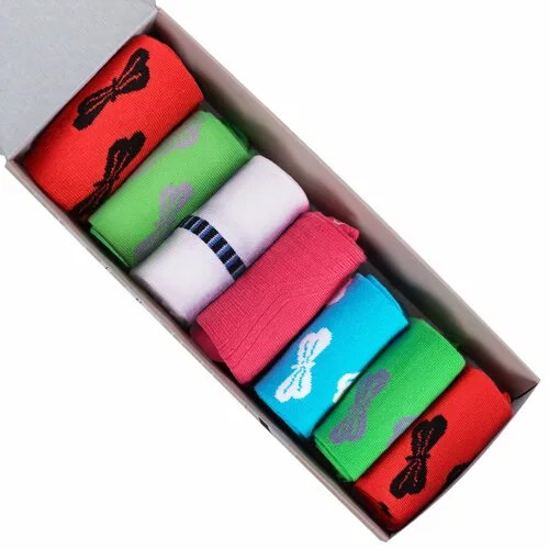 Носки Palama, 7 пар, размер 25, белый, красный, голубой, розовый, зеленый