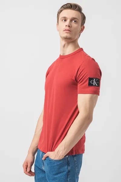 Хлопковая футболка с овальным вырезом Calvin Klein Jeans, красный