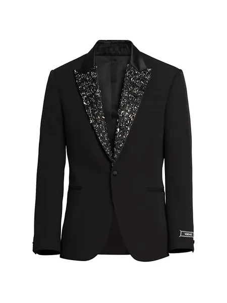 Украшенная шерстяная вечерняя куртка Versace, черный