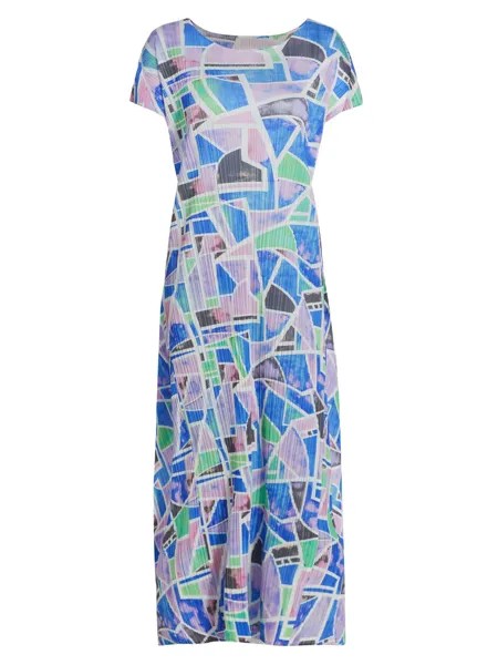 Плиссе-платье Canal с геометрическим рисунком Pleats Please Issey Miyake, синий