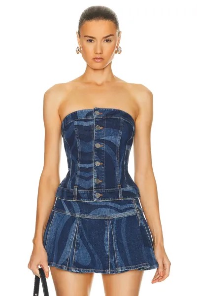 Топ Emilio Pucci Denim Sleeveless, цвет Blue & Celeste